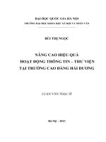 Nâng cao hiệu quả hoạt động thông tin - thư viện tại Trường Cao đẳng Hải Dương
