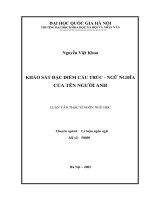 Khảo sát đặc điểm cấu trúc ngữ nghĩa của tên người Anh