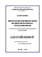 Nghiên cứu các nhân tố ảnh hưởng đến ý định mua thực phẩm an toàn của cư dân đô thị  Lấy ví dụ tại Thành phố Hà Nội