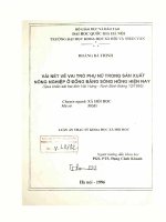 Vài nét về vai trò phụ nữ trong sản xuất nông nghiệp ở Đồng bằng sông Hồng hiện nay (qua khảo sát 2 tỉnh Hải Hưng - Ninh Bình tháng 12-1995