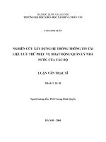 Nghiên cứu xây dựng hệ thống thông tin tài liệu lưu trữ phục vụ hoạt động quản lý Nhà nước của các Bộ