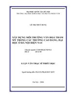 Xây dựng môi trường văn hoá thẩm mỹ trong các trường cao đẳng, đại học ở Việt Nam hiện nay