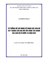 Tư tưởng Hồ Chí Minh về đánh giá cán bộ và ý nghĩa của nó đối với công tác đánh giá cán bộ ở nước ta hiện nay