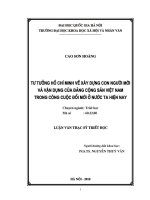 Tư tưởng Hồ Chí Minh về xây dựng con người mới và sự vận dụng của Đảng Cộng sản Việt Nam trong công cuộc đổi mới ở nước ta hiện nay
