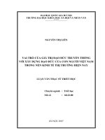 Vai trò của giá trị đạo đức truyền thống với xây dựng đạo đức của con người Việt Nam trong nền kinh tế thị trường hiện nay