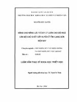 Nâng cao năng lực tư duy lý luận cho đội ngũ cán bộ chủ chốt cấp huyện ở tỉnh Lạng Sơn hiện nay