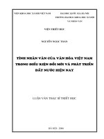 Tính nhân văn của văn hoá Việt Nam trong điều kiện đổi mới và phát triển đất nước hiện nay