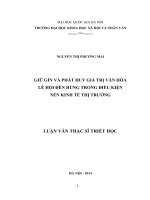 Giữ gìn và phát huy giá trị văn hoá của lễ hội đền Hùng trong điều kiện nền kinh tế thị trường