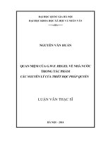 Quan niệm của G.W.F.Hegel về nhà nước trong tác phẩm