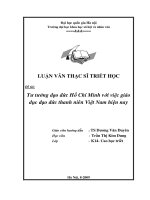 Tư tưởng đạo đức Hồ Chí Minh với việc giáo dục đạo đức thanh niên Việt Nam hiện nay