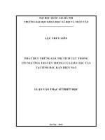 Phát huy những giá trị tích cực trong tín ngưỡng truyền thống của dân tộc Tày tỉnh Bắc Cạn hiện nay