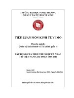 Bài tiểu luận tác động của thuế thu nhập cá nhân tại Việt Nam giai đoạn 2009 2013