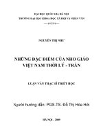 Những đặc điểm của Nho giáo Việt Nam thời Lý Trần