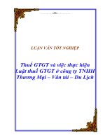 Tình hình thực hiện Luật thuế GTGT tại công ty TNHH Thương Mại – Vận Tải – Du Lịch