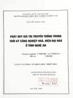 Phát huy giá trị truyền thống trong thời kỳ công nghiệp, hiện đại hoá ở Tỉnh Nghệ An