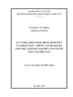 Tư Tưởng nhân sinh trong kinh Pàli của Phật giáo - Những vấn đề đặt ra cho việc giáo dục đạo đức con người Việt Nam hiện nay