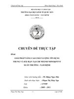 Giải pháp nhằm nâng cao chất lượng tín dụng trung và dài hạn tại chi nhánh NHNo&PTNT Xuân Trường - Nam Định