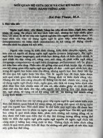 Mối quan hệ giữa dịch và các kỹ năng thực hành tiếng Anh