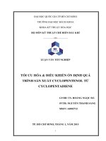 Tối ưu hóa và điều khiển ổn định quá trình sản xuất Cyclopentenol từ Cyclopentadiene