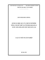 Đánh giá hiệu quả của một số mô hình nông lâm kết hợp tại tỉnh Bolikhamxay nước Cộng hòa Dân chủ Nhân dân Lào