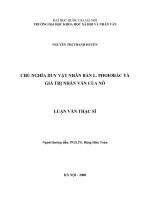 Chủ nghĩa duy vật nhân bản L. Phoiơbắc và giá trị nhân văn của nó