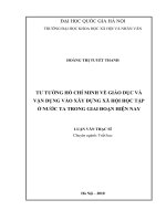 Tư tưởng Hồ Chí Minh về giáo dục và vận dụng vào xây dựng xã hội học tập ở nước ta trong giai đoạn hiện nay