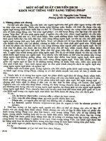 Một số đề xuất chuyển dịch khởi ngữ tiếng Việt sang tiếng Pháp