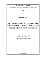 VAI TRÒ CỦA NHÀ NƯỚC TRONG VIỆC ĐẢM BẢO CÁC QUYỀN TỰ NHIÊN CỦA CON NGƯỜI TỪ CÁCH TIẾP CẬN CỦA MÔNGTÉTXKIƠ