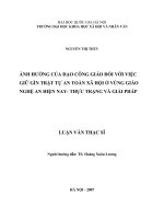 Ảnh hưởng của đạo công giáo đối với việc giữ gìn trật tự an toàn xã hội ở vùng giáo Nghệ An hiện nay - thực trạng và giải pháp