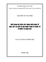 Mối quan hệ giữa xây dựng nền kinh tế độc lập tự chủ và hội nhập kinh tế quốc tế ở nước ta hiện nay