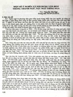 Một số ý nghĩa và nội dung văn hóa trong thành ngữ, tục ngữ tiếng Nga