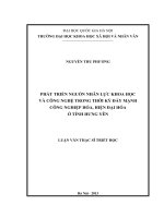 Phát triển nguồn nhân lực khoa học và công nghệ trong thời kỳ đẩy mạnh công nghiệp hoá, hiện đại hoá ở tỉnh Hưng Yên