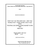 Phát huy vai trò giáo dục - đào tạo trong phát triển nhân cách học sinh trường cao đẳng Công nghiệp Hưng Yên hiện nay