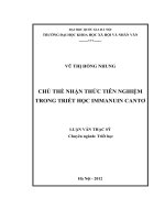 Chủ thể nhận thức tiên nghiệm trong triết học Immanuin Cantơ