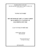 Hồ Chí Minh kế thừa và phát triển quan điểm của V.I.Lênin về giải phóng dân tộc