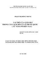 vai trò của giáo dục trong cải cách mở cửa ở Trung Quốc (từ năm 1978 đến nay