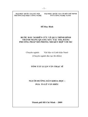Mô phỏng quá trình mọc màng quang xúc tác nano TIO2 sử dụng phương pháp ...