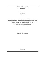 Bồi thường tổn thất tinh thần do sức khỏe, tính mạng, danh dự, nhân phẩm, uy tín của cá nhân bị xâm phạm