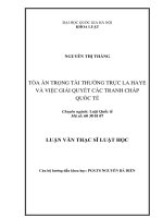 Tòa án trọng tài thường trực La Haye và việc giải quyết các tranh chấp quốc tế
