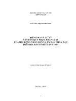 Kiểm tra và xử lý văn bản quy phạm pháp luật của hội đồng nhân dân và ủy ban nhân dân trên địa bàn tỉnh Thanh Hóa