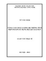 Nâng cao chất lượng hệ thống tích hợp INS GPS sử dụng bộ lọc kalman