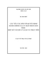 Các yêu cầu đối với quyết định hành chính các ủy ban nhân dân tỉnh - Một số vấn đề lí luận và thực tiễn