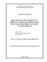 Khai phá dữ liệu Logfile của Firewall trong hệ thống mạng IPTV nhằm phát hiện tấn công từ chối dịch vụ
