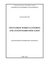 Vietnamese word clustering and Antonym identification = Phân tích cụm từ tiếng Việt và nhận diện từ trái nghĩa