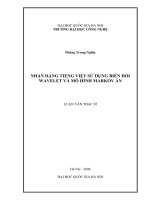 Nhận dạng tiếng Việt sử dụng biến đổi Wavelet và mô hình Markov ẩn