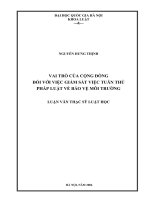 Vai trò của cộng đồng đối với việc giám sát việc tuân thủ pháp luật về bảo vệ môi trường