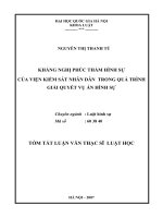Kháng nghị phúc thẩm hình sự của Viện kiểm sát nhân dân trong quá trình giải quyết vụ án hình sự