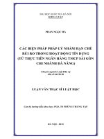 Các biện pháp pháp lý nhằm hạn chế rủi ro trong hoạt động tín dụng (từ thực tiễn Ngân hàng TMCP Sài Gòn Chi nhánh Đà Nẵng