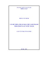Vấn đề thỏa thuận hạn chế cạnh tranh theo pháp luật nước ngoài