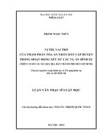 Vị trí vai trò của Thẩm phán Tòa án nhân dân cấp huyện trong hoạt động xét xử các vụ án hình sự (Trên cơ sở các số liệu địa bàn Thành phố Hồ Chí Minh)